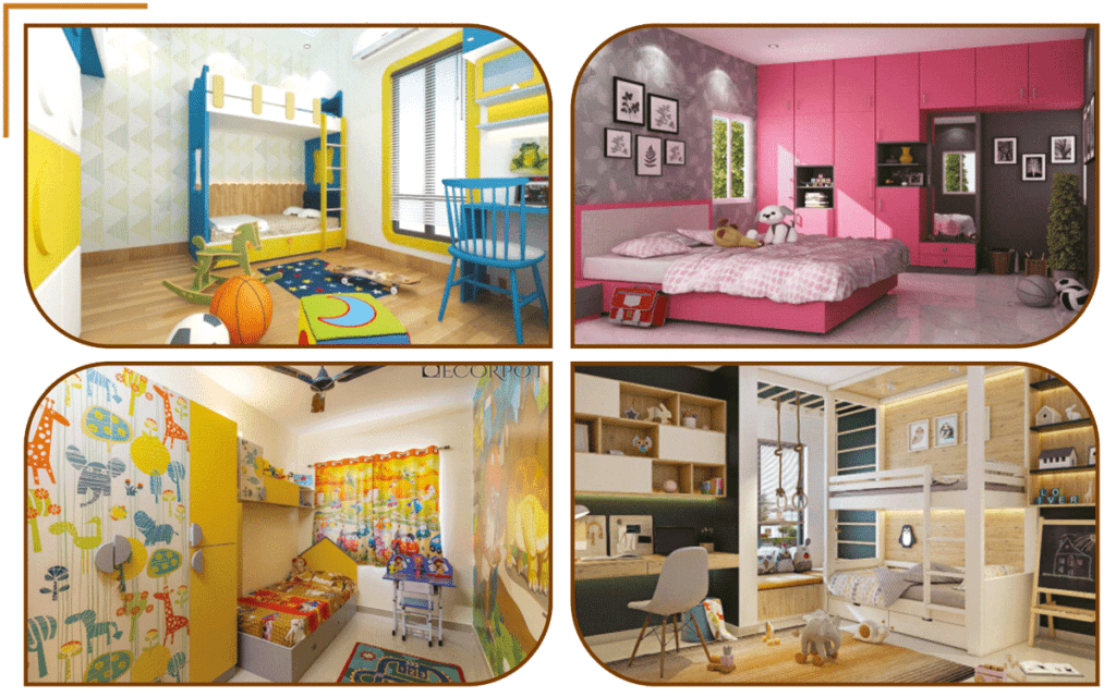 Kids Room interior decoration, interior decorator for kids' rooms in Kolkata, pranati group, pranati enterprise, square and angle